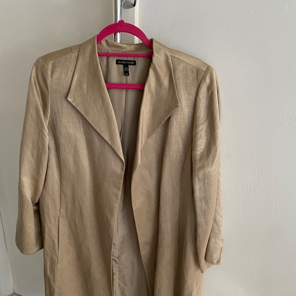 Long blazer linen and silk